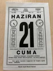 21 HAZİRAN 2002 - TAKVİM YAPRAĞI - DOĞUM GÜNÜ HEDİYESİ - BÜYÜK SAATLİ MAARİF TAKVİMİ - BOİLEAU - ZONGULDAK DÜŞMAN İŞGALİNDEN KURTULDU - SOY ADI KANUNU KABUL EDİLDİ - ÜNLÜ OZAN AHMET MUHİP DRANAS'IN VEFATI - TÜRK FİLOZOF İBNİ SİNA'NIN VEFATI - GÜNEŞ YENGEÇ BURCUNDA ADLI YAZI DİZİSİ