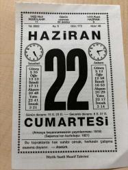 22 HAZİRAN 2002 - TAKVİM YAPRAĞI - DOĞUM GÜNÜ HEDİYESİ - BÜYÜK SAATLİ MAARİF TAKVİMİ -  ATATÜRK - DR.ERDOĞAN TANALTAY - YENGEÇ BURCUNDA DOĞANLAR - BİLMİYORMUŞ ADLI YAZI