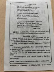29 HAZİRAN 2002 - TAKVİM YAPRAĞI - DOĞUM GÜNÜ HEDİYESİ - BÜYÜK SAATLİ MAARİF TAKVİMİ -  NAMIK KEMAL - OKTAY FIRAT - SİVAS-ERZURUM DEMİRYOLUNUN YAPIMINA BAŞLANDI - SARHOŞ AKLI ADLI YAZI