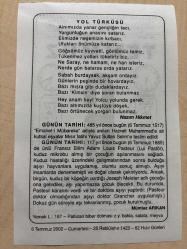6 TEMMUZ 2002 - TAKVİM YAPRAĞI - DOĞUM GÜNÜ HEDİYESİ - BÜYÜK SAATLİ MAARİF TAKVİMİ -  ATATÜRK - NAZIM HİKMET - HZ.MUHAMMED'E AİT KUTSAL EŞYALAR MISIR FATİHİ YAVUZ SULTAN SELİM'E TESLİM EDİLDİ - MÜMTAZ ARIKAN