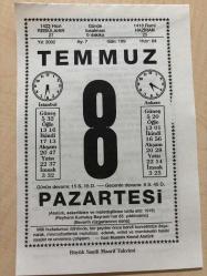 8 TEMMUZ 2002 - TAKVİM YAPRAĞI - DOĞUM GÜNÜ HEDİYESİ - BÜYÜK SAATLİ MAARİF TAKVİMİ -  GAZİ MUSTAFA KEMAL ATATÜRK - ORHAN VELİ - FRANSIZ ŞAİR LA FONTAİNE DOĞDU - ÖYLEYSE ADLI YAZI
