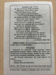 8 TEMMUZ 2002 - TAKVİM YAPRAĞI - DOĞUM GÜNÜ HEDİYESİ - BÜYÜK SAATLİ MAARİF TAKVİMİ -  GAZİ MUSTAFA KEMAL ATATÜRK - ORHAN VELİ - FRANSIZ ŞAİR LA FONTAİNE DOĞDU - ÖYLEYSE ADLI YAZI