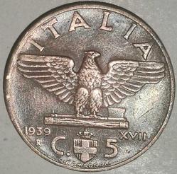 İTALYA 1939   5 CENTESIMI