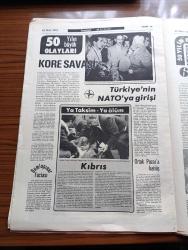 Tercüman 50. Yıl Gazetesi - 29 Ekim 1973 - 50 Yılın Büyük Olayları - Cumhuriyet İlan Ediliyor - 37 Yıl Ara İle İki Anayasa Biri 1924'de Diğeri 1961'de Kabul Edildi - Radyo Kuruluyor - Harf Devrimi -  Atatürk'ün Ölümü - Hatay'ı İstedik Bizim Oldu - 2. Dünya Savaşı Ve Türkiye -  Erzincan Depremi - Milli Korunma Kanunu - Çok Partili Hayat - Varlık Vergisi - Kore Savaşı - 6 7 Eylül Olayları - Adnan Menderes'in Uçak Kazası - 27 Mayıs - Kıbrıs - Yurtdışına İşçi Yollanıyor - 12 Mart Muhtırası - Grev Ve Lokavt Kanunu - 50 Yılın Kendi Branşlarında En Büyük Üç Adamı Kimdir - 50 Yılın En Büyük 3 Müzik Adamı - Müzeyyen Senar - Reşat Nuri Güntekin - 50 Yılın En Büyük 3 Romancısı - 50 Yılın En Büyük Üç Hikayecisi- Sait Faik Abasıyanık - Yaşar Kemal - Halide Edip Adıvar - Faruk Nafiz Çamlıbel - Orhan Kemal - Yakup Kadri Karaosmanoğlu - Yılmaz Güney - Bedri Baykam - Altan Erbulak - Haldun Dormen - Muzaffer Hepgüler - Ayhan Işık - Fatma Girik - Cüneyt Gökçer - Metin Oktay - Cahide Sonku - NATO'ya Giriş