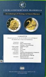 Fransa 2 Euro 2016 Hatıra Sertifikalı ÇİL --  François Mitterrand