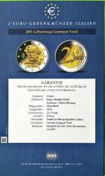 İtalya 2 Euro 2013 Hatıra Sertifikalı ÇİL -- Giuseppe Verdi'nin 200. Doğum Yılı