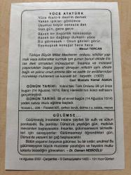 14 AĞUSTOS 2002 - TAKVİM YAPRAĞI - DOĞUM GÜNÜ HEDİYESİ - BÜYÜK SAATLİ MAARİF TAKVİMİ - ATATÜRK - MESUT TARCAN - KIBRIS BARIŞ HAREKATININ 2.SAFHASI - YEDEK SUBAY OKULU EĞİTİME BAŞLADI - GÜLÜMSE ADLI YAZI DİZİSİ
