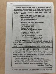 21 AĞUSTOS 2002 - TAKVİM YAPRAĞI - DOĞUM GÜNÜ HEDİYESİ - BÜYÜK SAATLİ MAARİF TAKVİMİ -  HZ.MUHAMMED - ATATÜRK - ARİF HİKMET PAR - İKİNCİ ANAFARTALAR ZAFERİ - HALİFE BABA TURGUT KOCA