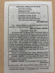 26 AĞUSTOS 2002 - TAKVİM YAPRAĞI - DOĞUM GÜNÜ HEDİYESİ - BÜYÜK SAATLİ MAARİF TAKVİMİ - MEHMET EMİN YURDAKUL - ARİF HİKMET PAR - MUSATAFA KEMAL ATATÜRK - BÜYÜK TAARRUZ'UN BAŞLANGICI - MALAZGİRT ZAFERİ KAZANILDI - TÜRKİYE'NİN İLK SEERAMİK SANATÇISI FÜREYA KORAL VEFAT ETTİ - İZMİR FUARI AÇILDI