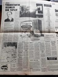 Halk'a Ve Olaylara Tercüman Gazetesi İsmet - 21 Kasım 1977 - Mısır Devlet Başkanı Enver Sedat İşgal Altındaki Toprakları Geri Verin Dedi - İmar Affı Tasarısı Esasları Belli Oldu - Bülent Ecevit Türkiye Bir Cinayetler Ülkesi Durumuna Getirilmiştir Dedi - Kurban Bayramı Bütün Yurtta Yağışlı Ve Kapalı Geçecek - Suluova'da MHP Gecesindeki Patlama Olaylara Yol Açtı - Padişah Abdülhamid'in 93 Yaşındaki Kızı Şadiye Sultan Hastanede Son Günlerini Yaşıyor - 6 Murat 131 Sahibini Buldu - Şam'ın Şekeri Yazan Rauf Tamer Köşe Yazısı - Elektrik Tüketimi Artışında Dünyada Birinciyiz - Meysu - İsrail'de Bayram İslam Dünyasında Figan Yazan Ergun Göze - Kurtuluş Savaşımızın Yaşanmış Gerçek Hikayesi Efeler Geliyor Foto Roman - Gönül Yazar Yılların Gönül Yazarıdır Fotoğraf - Politikada 7 Gün Hazırlayan Şefik Kahramankaptan Yazı Dizisi - Vitrin Yazan Yavuz Donat - Cihan Pehlivanı Kara Ahmet Yazan Eski Bir Pehlivan Yazı Dizisi - Trabzonspor Ali Kemal'in Golü İle Galip - Fenerbahçe Diyarbakır Berabere Kaldı -