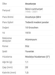 Avusturya 1973 10 Groschen