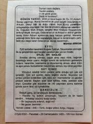 2 EYLÜL 2002 - TAKVİM YAPRAĞI - DOĞUM GÜNÜ HEDİYESİ - BÜYÜK SAATLİ MAARİF TAKVİMİ - KAZIM TAŞKENT - EYLÜL AYI SAĞLIĞI - SÜT İÇİNİZ - MÜMTAZ ARIKAN - ŞANSIZLIK ADLI YAZI