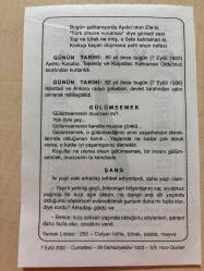 7 EYLÜL 2002 - TAKVİM YAPRAĞI - DOĞUM GÜNÜ HEDİYESİ - BÜYÜK SAATLİ MAARİF TAKVİMİ - HZ.MUHAMMED - AYDIN,KASABA,TEPEKÖY VE KUŞADASI ORDUMUZ TARAFINDAN KURTARILDI - İSTANBUL VE ANKARA RADYOLARI BİRLEŞTİRİLDİ - GÜLÜMSEMEK ADLI YAZI - ŞANS ADLI YAZI
