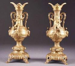 Bronz ampir çift mumluk şamdan. Fransız, 19 Y.y. Y.45cm.