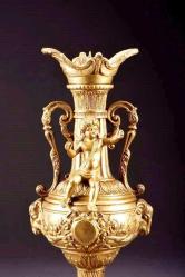 Bronz ampir çift mumluk şamdan. Fransız, 19 Y.y. Y.45cm.