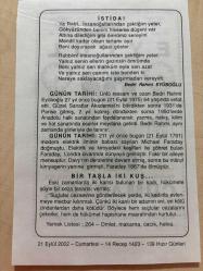 21 EYLÜL 2002 - TAKVİM YAPRAĞI - DOĞUM GÜNÜ HEDİYESİ - BÜYÜK SAATLİ MAARİF TAKVİMİ - SADİ - BEDRİ RAHMİ EYÜBOĞLU - BEDRİ RAHMİ EYÜBOĞLU'NUN VEFATI - MODERN ELEKTRİĞİN BABASI MICHAEL FARADAY DOĞDU - BİR TAŞLA İKİ KUŞ