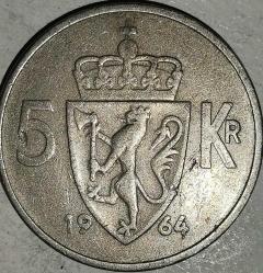 NORVEÇ 1964  5 KRON