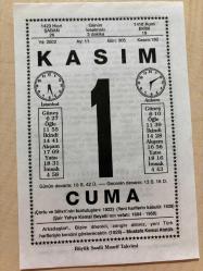 1 KASIM 2002 - TAKVİM YAPRAĞI - DOĞUM GÜNÜ HEDİYESİ - BÜYÜK SAATLİ MAARİF TAKVİMİ - MUSTAFA KEMAL ATATÜRK - OSMANLI SALTANATI TBMM'DE KALDIRILDI - ŞAİR YAHYA KEMAL BEYATLI VEFAT ETTİ - BİR DOSTA MISRALAR