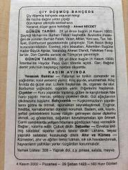 4 KASIM 2002 - TAKVİM YAPRAĞI - DOĞUM GÜNÜ HEDİYESİ - BÜYÜK SAATLİ MAARİF TAKVİMİ - DR. MEHMET ALİ DERMAN - AHMET NECDET - ŞEYHÜL MUHARRİRİN BURHAN FELEK VEFAT ETTİ - YENECEK BALIKLAR, ÇİÇEKLER, BAHÇIVANLIK, SEBZELER, AHIR VE KÜMES