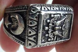 OSMANLI SON DÖNEMİ AYYILDIZLI VE TUĞRALI GÜMÜŞ-BRONZ-KALAY ALAŞIMLI MUHTEŞEM SANATSAL YÜZÜK AA1RRR1A ÇOK NADİR