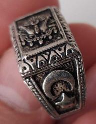 OSMANLI SON DÖNEMİ AYYILDIZLI VE TUĞRALI GÜMÜŞ-BRONZ-KALAY ALAŞIMLI MUHTEŞEM SANATSAL YÜZÜK AA1RRR1A ÇOK NADİR