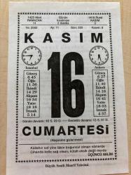 16 KASIM 2002 - TAKVİM YAPRAĞI - DOĞUM GÜNÜ HEDİYESİ - BÜYÜK SAATLİ MAARİF TAKVİMİ - III.SELİM - HZ.MUHAMMED - SÜVEYŞ KANALI AÇILDI - DÜNYA DİYABET GÜNÜ - VURDUĞU ZAMAN ADLI YAZI