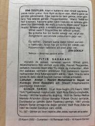 23 KASIM 2002 - TAKVİM YAPRAĞI - DOĞUM GÜNÜ HEDİYESİ - BÜYÜK SAATLİ MAARİF TAKVİMİ - ZİYA GÖKALP - FITIR SADAKASI - TİYATROCU RICA VASFİ ZOBU ÖLDÜ