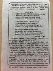 24 KASIM 2002 - TAKVİM YAPRAĞI - DOĞUM GÜNÜ HEDİYESİ - BÜYÜK SAATLİ MAARİF TAKVİMİ - MUSTAFA KEMAL ATATÜRK - ÖĞRETMENLER GÜNÜ - MAHMUT YILMAZ - İLK MİZAH DERGİSİ DİYOJEN YAYINLANDI - SOYADI KANUNUNUN ÇIKMASI - AHMET İHSAN BAHÇIVANGİL VEFAT ETTİ - ÇEMBELLİTAŞ TURŞUCUSU METİN GÖKYILDIZ VEFAT ETTİ