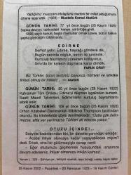 25 KASIM 2002 - TAKVİM YAPRAĞI - DOĞUM GÜNÜ HEDİYESİ - BÜYÜK SAATLİ MAARİF TAKVİMİ - İSMET İNÖNÜ - FARUK ORAY - ATATÜRK - EDİRNE'NİN DÜŞMAN İŞGALİNDEN KURTULMASI - ORHON KİTABELERİ DANİMARKALI DİL BİLİMCİ THOMPSON TARAFINDAN OKUNDU - OTUZU İÇİNDE ADLI YAZI