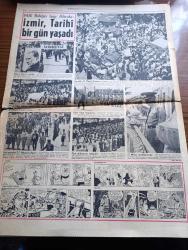 Hürriyet Gazetesi - 1 Haziran 1960 - Milli Birliğin Işığı Altında İzmir Tarihî Bir Gün Yaşadı Fotoğraflar - Orgeneral Cemal Gürsel Dün Basın Toplantısı Yaptı - Sabık İktidar Mensupları Hakkında Tahkikat Açılması Dün Kararlaştırıldı - Hürriyet Şehidi Teğmen Ali İhsan Kalmaz'ın Annesi Hatice Kalmaz'ın Açıklaması - Tuğgeneral Sıtkı Ulay - Kurmay Albay Alparslan Türkeş Dün Başvekalet Müsteşarı Oldu - İstanbul'da Gece Yasağı 3 Saate İndi - Vali Refik Tulga Taşlıtarla'da Dün Dargınları Barıştırdı - Dahiliye Vekili Tümgeneral Muharrem İhsan Kızıloğlu Dün Sabık İktidar Şefleri Hesap Gününü Bekliyor Dedi - İsimsiz Kadın Aşk Ve His Romanı Yazan Theresa Drake Yazı Dizisi - Kanser Hakkında Son Bilgiler - Celal Bayar GİMA ve Migros'da En Büyük Hissedar - Haldun Dormen Sahnesi - Denizcilik Bankası Umum Müdürü Sami Şehbender'in İzahatı - Dedektif Nik'in Maceraları Çizgi Roman - Fatoş Çizgi Roman - Gökler Hakimi Gordon Çizgi Roman - Güngörmüşler Çizgi Roman - Nilüfer Çizgi Roman