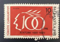 Türk Pulu - Turkish Stamp -  Postadan Geçmiş Pul Filateli - ATATÜRK ( 1881-1981 )TEMALI 100. YIL PULU , 30  LİRA - Türkiye Cumhuriyeti - NOSTALJİK DOĞUM GÜNÜ HEDİYESİ