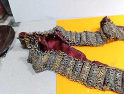 K103----OSMANLI GÜMÜŞ YADA KAPLAMA TELKARİ GELİN KEMERİ