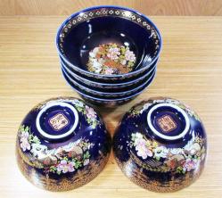 ViNTaGe JAPON KoBaLT PORSELEN DEKORATİF KASE TaKıMı....6 Adet