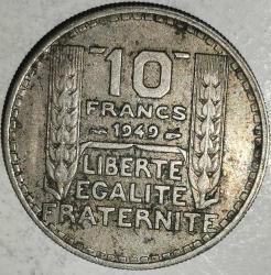 FRANSA 1949  10 FRANK