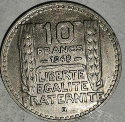 FRANSA 1948  10 FRANK