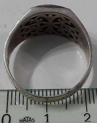 OSMANLI SON DÖNEM KIRMIZI OCTAGON KRİSTAL TAŞLI OSMANLI TUĞRALI MOTİFLİ ORİJİNAL MUHTEŞEM GÜMÜŞ YÜZÜK 1ÇÇ2VV ÇOK NADİR