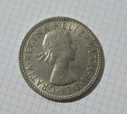 İngiltere 1966 1 Şilin taçlı kalkan üzerinde üç aslan