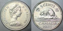 KANADA 5 CENT 1985 KRALİÇE II. ELİZABETH GENÇ BÜST. 21,2 mm ÇAPINDA.