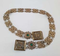 Antika 19YY Austrian Hungarian Altın Vermeyli Gümüş Filigree  Kemer Avrupa