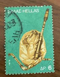 Yunanistan Pulu - Greek Stamp - Postadan Geçmiş Pul Filateli - Damgalı - GELENEKSEL MÜZİK ALETLERİ - GAYDA GAİDASI TEMALI PUL , 6 PARA - YABANCI PULLAR - NOSTALJİK DOĞUM GÜNÜ HEDİYESİ