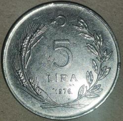 TÜRKİYE 1976   5  LİRA