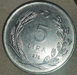 TÜRKİYE 1976   5  LİRA