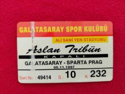 Galatasaray - Sparta Prag - 5 Kasım 1997 - Şampiyonlar Ligi Maça Giriş Kartı - Galatasaray Spor Kulübü, Ali Sami Yen Stadı Plastik Bilet