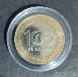 TÜRKİYE 1 TL (2022) ÇİL / BÜYÜK TAARRUZ 100. YILI HATIRA PARASI