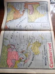 Cumhuriyet Gazetesi - 2 Mart 1941 - Büyük Okyanus Haritası - İngiliz Türk İttifakı Yazan Yunus Nadi Köşe Yazısı - Türkiye'den Ayrılırken İngiliz Hariciye Nazırı Anthony Eden Hariciye Vekilimiz Şükrü Saraçoğlu'na Samimi Bir Telgraf Çekti - Almanlar Bulgaristana Girdiler Mi - Dün Üçler Paktına Giren Bulgaristan'ı Ve Dört Komşusuyla Huzurlarınızda Gösterir Harita - Bulgaristan'ın İşgal Edilmesi - Küçük Hikâye Bir Gencin Masalı Yazan Leman Ahıskal - Büyük Muasırlar Yazan Winston Churchill Yazı Dizisi - Kocamustafapaşa'da Sümbülefendi Cinayetinin Esrarı Henüz Çözülemedi - Haftanın Şakaları Yazan Burhan Felek - İngiltere Ve Almanya Üzerine Bombalar Atıldı - İngilizler 26 İtalyan Tayyaresi Düşürdüler - Londra Radyosunun Yeni Bir Türkçe Servisi - Sihirbaz Yazan Somerset Maugham Yazı Dizisi - Marmara Sinemasında İlk Gala Kanlı Balalayka - Maksim Büyük Salonda Safiye Ve 20 Kişilik Saz Heyeti - Eminönü Halkevinin Basketbol Maçları - Bugün Yapılacak Maçlar - Fenerbahçe Stadı - Gaz Şirketi