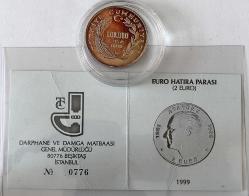 1998 YILI ATATÜRK 2 EURO NİKEL HATIRA PARA 500.000 LİRA  SERTİFİKALI