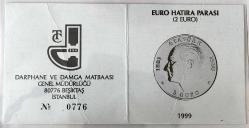 1998 YILI ATATÜRK 2 EURO NİKEL HATIRA PARA 500.000 LİRA  SERTİFİKALI