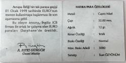 1998 YILI ATATÜRK 2 EURO NİKEL HATIRA PARA 500.000 LİRA  SERTİFİKALI