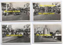 Antalya FOTOĞRAFI, ORİJİNAL 4'LÜ SET, 18 x12 cm EBADINDA - ANTALYA'DA 1970'LER YA DA 1980'LERDE RESMİ KUTLAMALAR SIRASINDAKİ GEÇİT TÖRENİ YAPILIRKEN ÇEKİLMİŞ 4 FARKLI FOTOĞRAF, ASKERİ BANDO ve CADDE KENARLARINDA İZLEYEN HALK