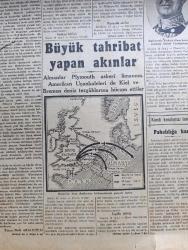 Cumhuriyet Gazetesi - 14 Haziran 1943 - Harbde Yeni Bir Safha Yazan Yunus Nadi Abalıoğlu Köşe Yazısı - 3. İtalyan Adası da Dün Teslim Oldu - Karşılıklı Hava Akınlarının İstikametlerini Gösterir Harita - Ankara Susporları Kulübü Dün Milli Şefimiz İsmet İnönü'nün Huzuru İle Açıldı - Büyük Sıhhat Meclisi Bugün Toplanıyor - Akdeniz Filosunun Zaferi - İngiltere Akdeniz Filosu Başkumandanı Amiral Cunningham - Eski Güreş Federasyonu Reisi Ahmed Fetgeri İsmine Tertib Edilen Güreş Müsabakaları Fotoğraf - Şark Cephesinde Almanlar Sovyet Müdafaasını Yokluyor - Bizde Tiyatro İdraki Yazan İ. Galip Arcan - Galatasaray Lisesi'nin Bayramı - Gary Cooper'in Son Kurşun İpek Sinemasında - 9. Şarl'ın Kanlı Saltanatı Yazan Prosper Merimee Yazı Dizisi - İstanbul İkinci Ağırceza Reisi Hasan Hasbi Gürpınar'ın Cenazesi Kaldırıldı - Bağdat'ta Birleşmiş Milletler Günü Kutlanacak - Bugünkü Radyo Programı - Bulmaca - Dermojen Yanık kremi -  Belsoğukluğu İçin Belsatimol Kullanınız - Doktor Emin Şükrü Kunt